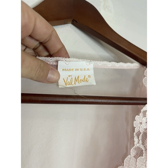 Val Mode Women's Lingerie Vintage Baby Pink Chiffon Satin Maxi Dress Ruffles - Picture 3 of 7